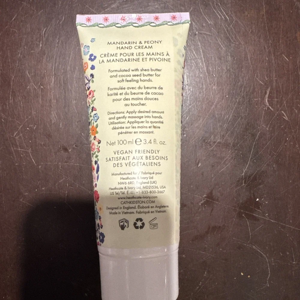Heathcote & Ivory Cath Kidston Mandarin & Peony Hand Cream 3.4oz~NEW/SEALED